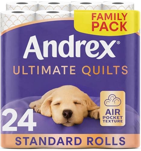 Andrex Ultimate Quilt Toilet Roll - 24 Toilet Rolls 4x6, 3-Ply, Bulk Buy, Soft, Thick Sheets, FSC Certified