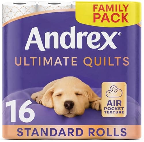Andrex Ultimate Quilt Toilet Roll - 16 Toilet Rolls, 3-Ply, Soft, Thick Sheets, FSC Certified