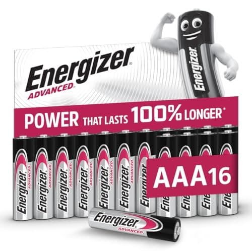 Energizer Advanced - AAA Batteries (16 Pack) - Triple A Battery 1.5V - Up To 100% Longer Lasting - Ideal for High-Drain Devices - 0% Plastic Packaging - 10 Year Shelf Life [Amazon Exclusive]